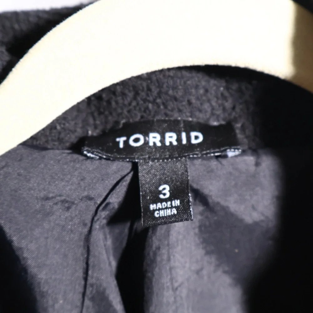Torrid Womens Black Wool Blend Shawl Collar Mid Length Overcoat Plus Size 3 Coat
